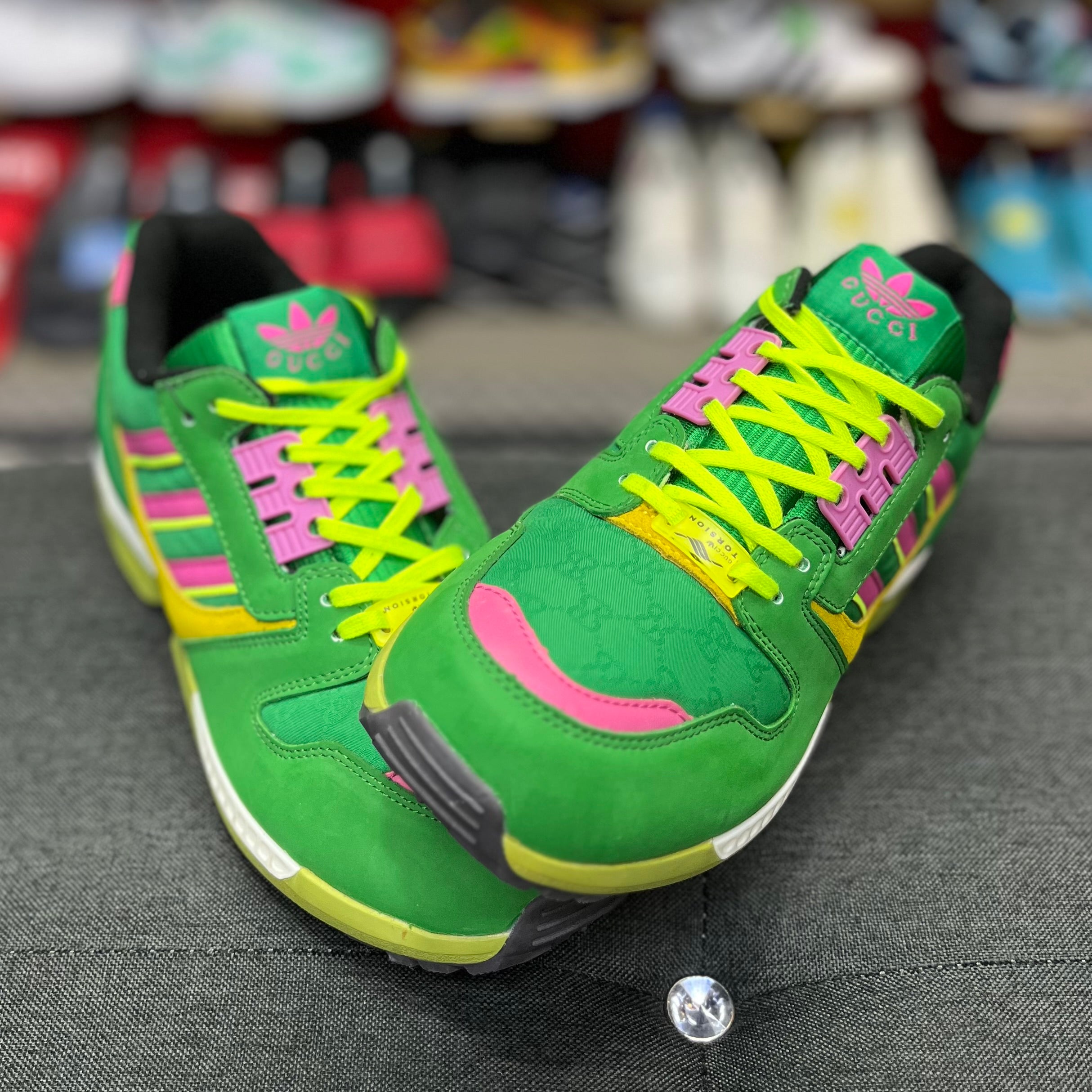 ADI x GUC GREEN GG MONOGRAM SNEAKERS