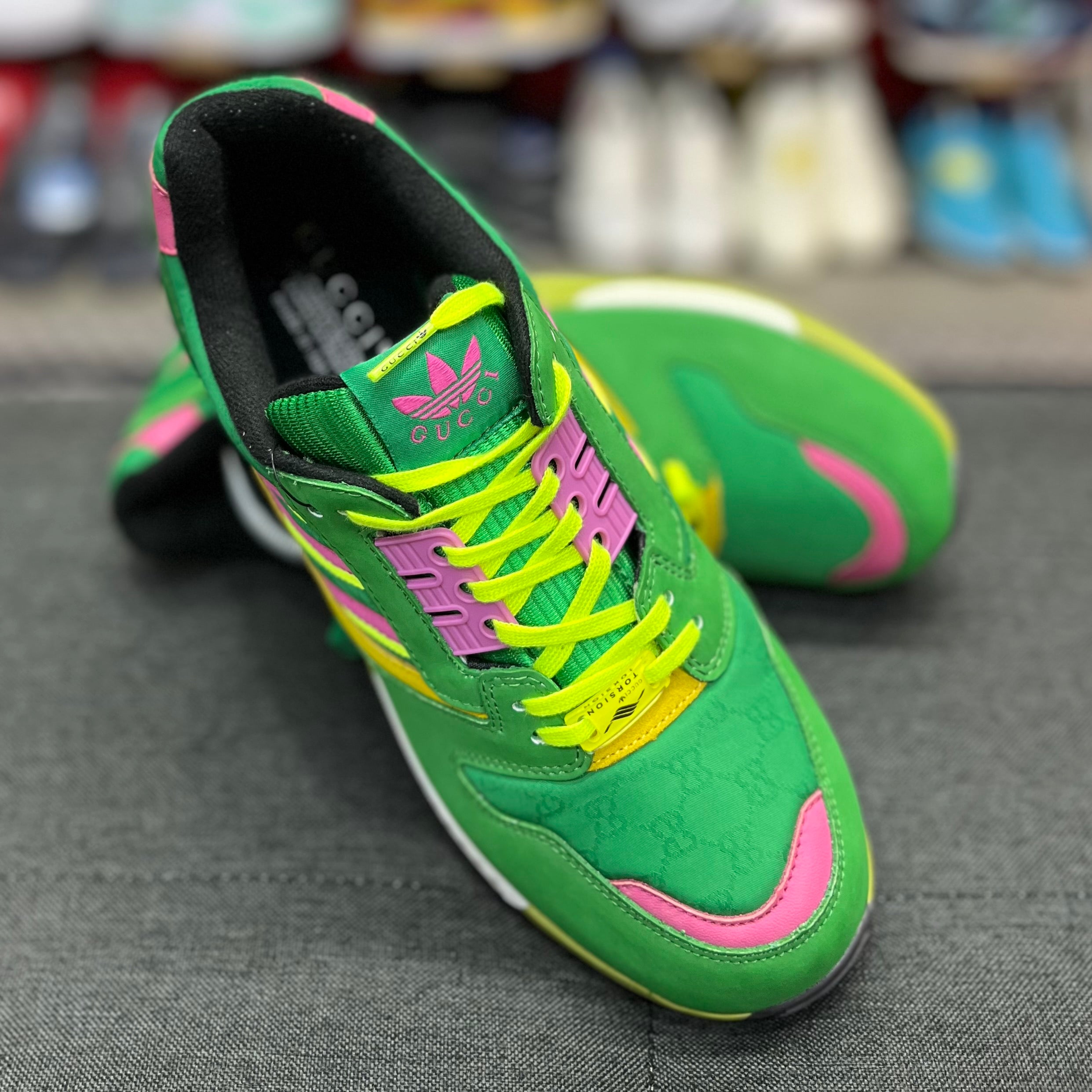 ADI x GUC GREEN GG MONOGRAM SNEAKERS